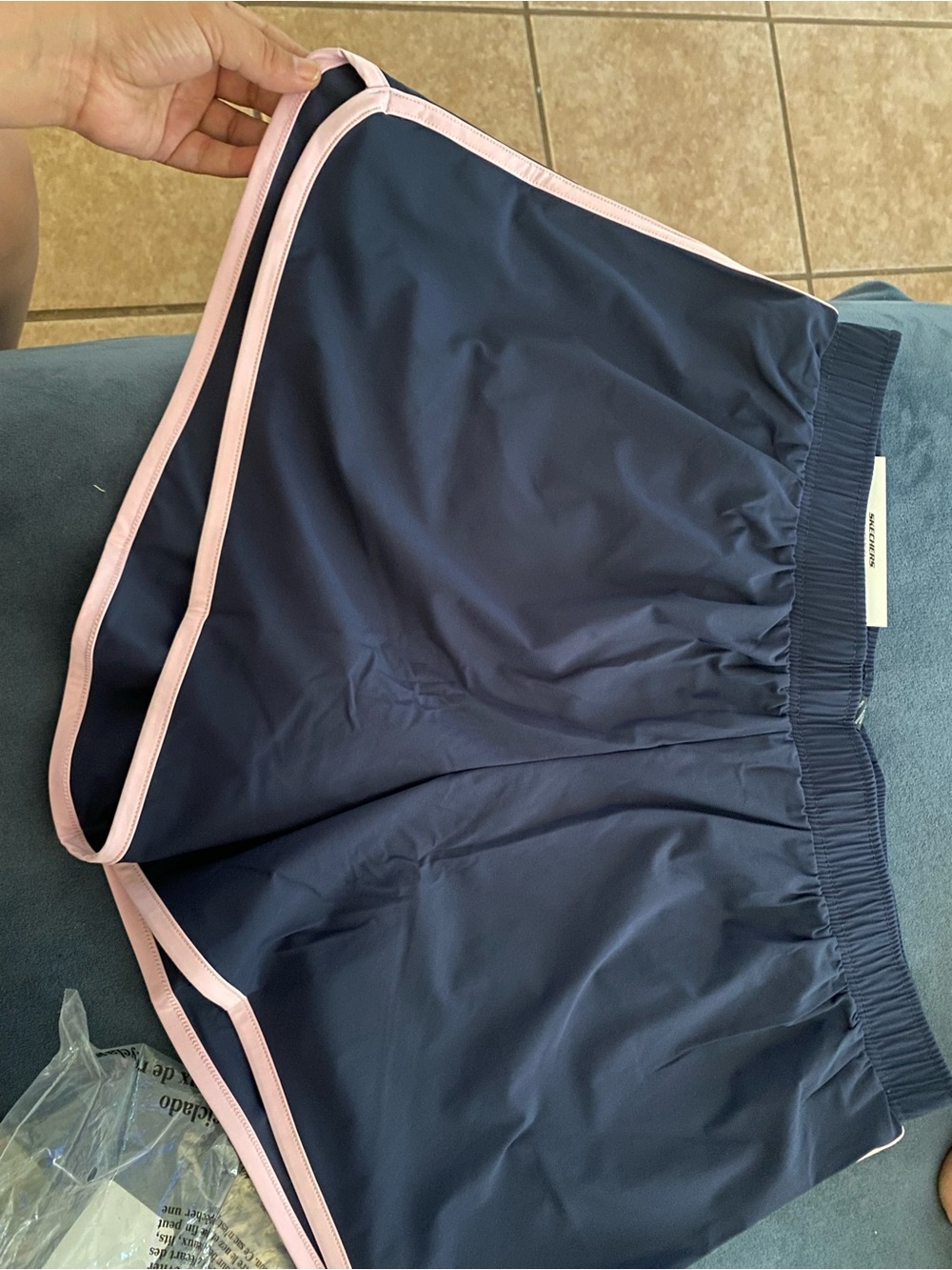 Skechers Navy Shorts with Pink Trim